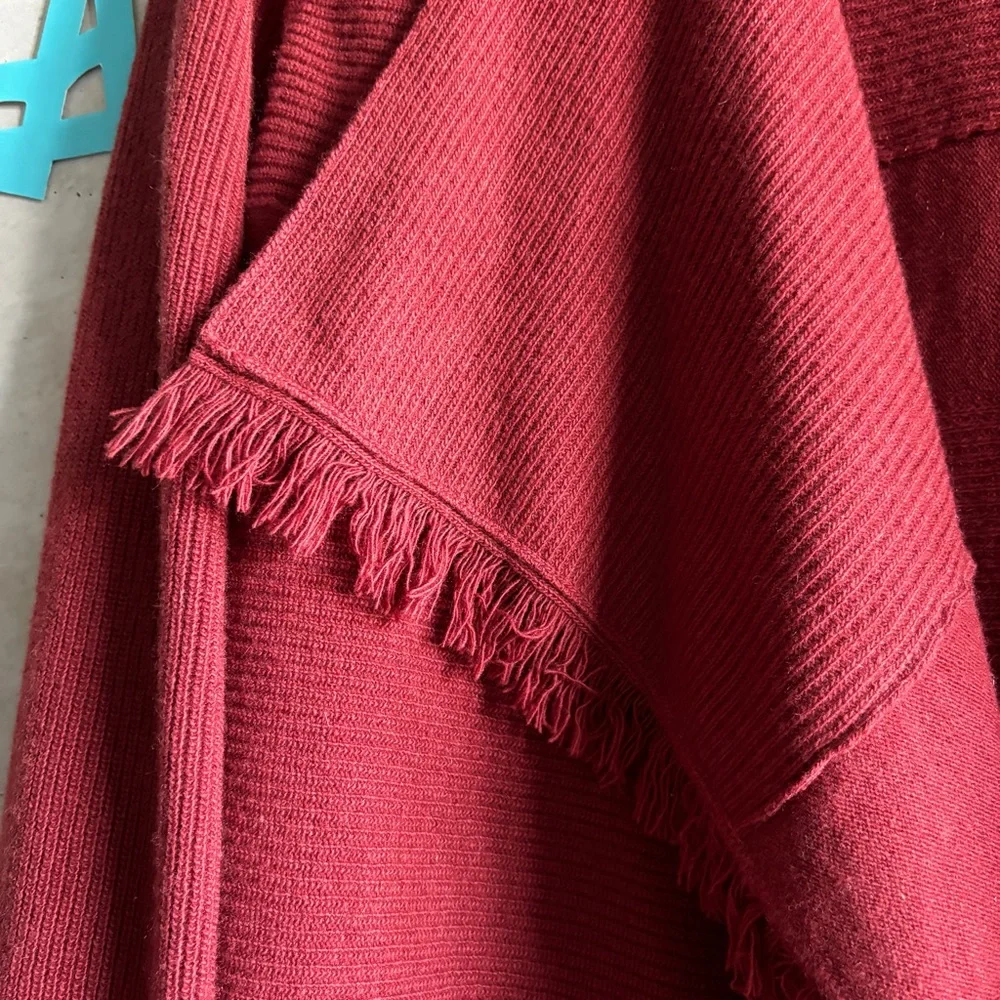 Lafayette 148 New York Wool Cashmere Blend Open Front Fringe Knit Cardigan - Picture 3 of 5